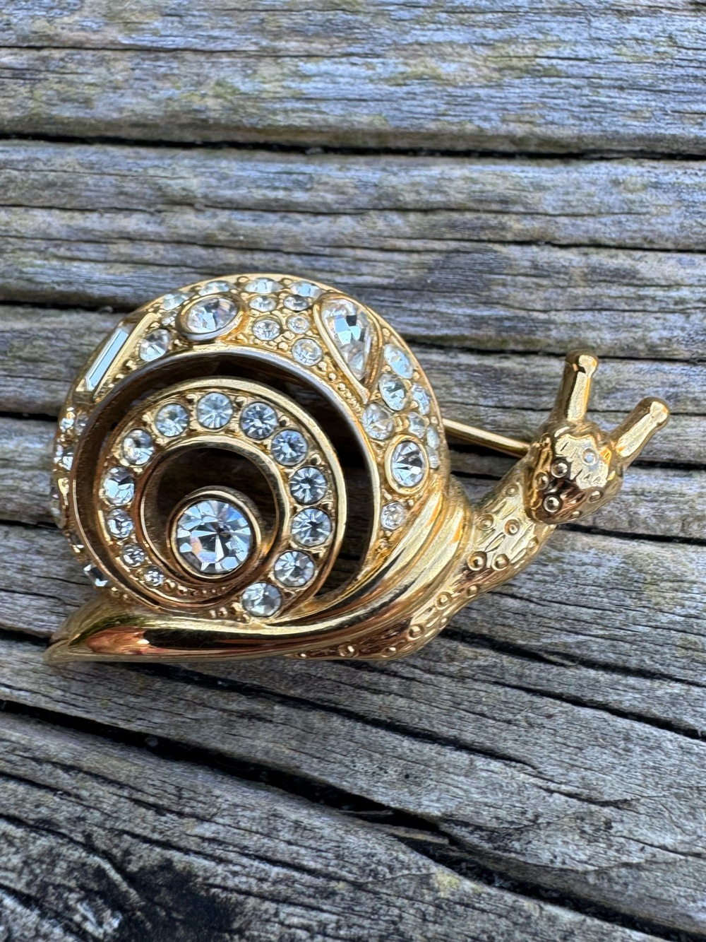 Swarovski Gold-tone Crystal Snail Brooch